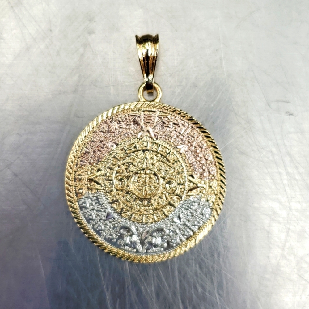 Aztec calender pendent (14k gold plated)